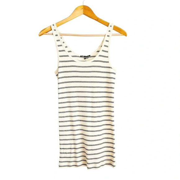 Vince Tops - Vince XL White Striped Ribbed Scoop Neck Tank Sleeveless Pima Cotton